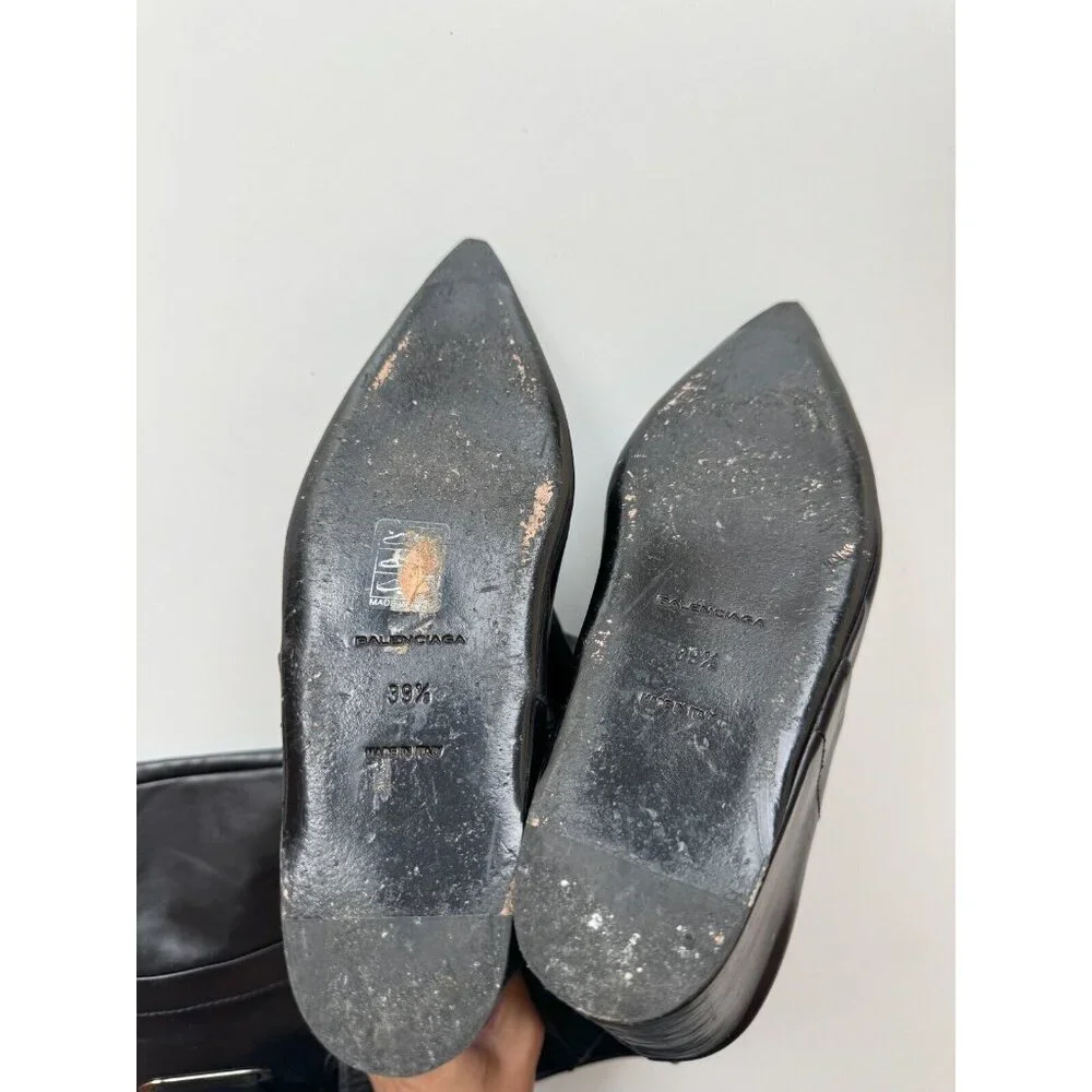 BALENCIAGA Astrogirl Black Leather TK Over The Knee Tall Wedge Boots, Size 39.5 - Picture 12 of 16